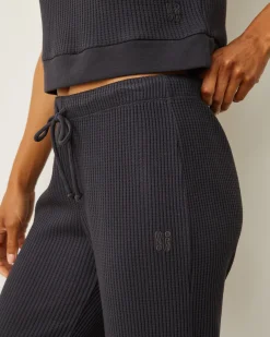 MONROW Waffle Crop Lounge Sweat FADEDBLACK Discount